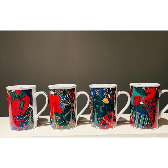 Holiday Elegance 1995 Christmas Mugs – FireWorks Designs – Set of 4 - Picture 2 of 10